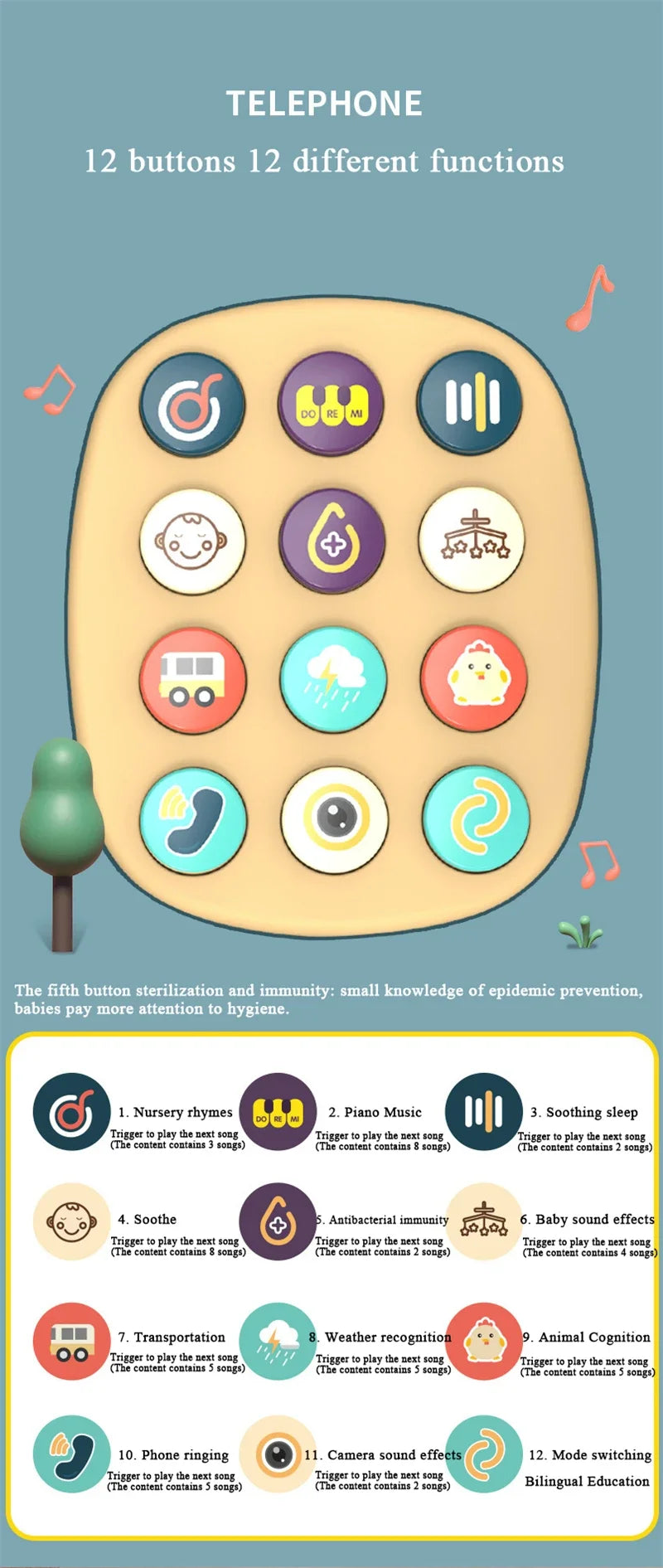 Jouets de téléphone Musical 3 en 1 pour bébé